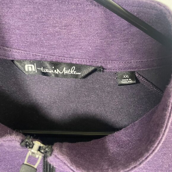 Travis Mathew Pullover 1/4 Zip Mens 2XL Purple Golf Athletic Stretch Cotton - Picture 3 of 8